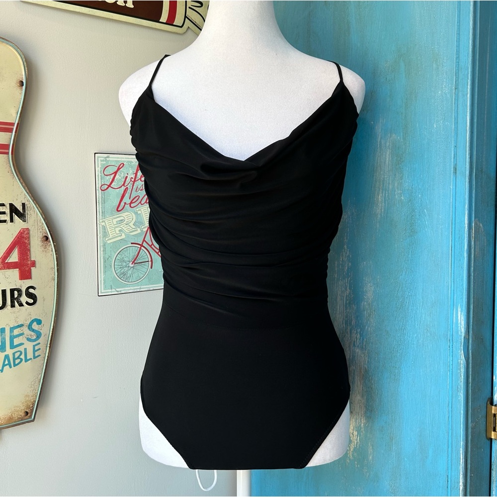 Nasty Gal Black Cowl Neck Bodysuit